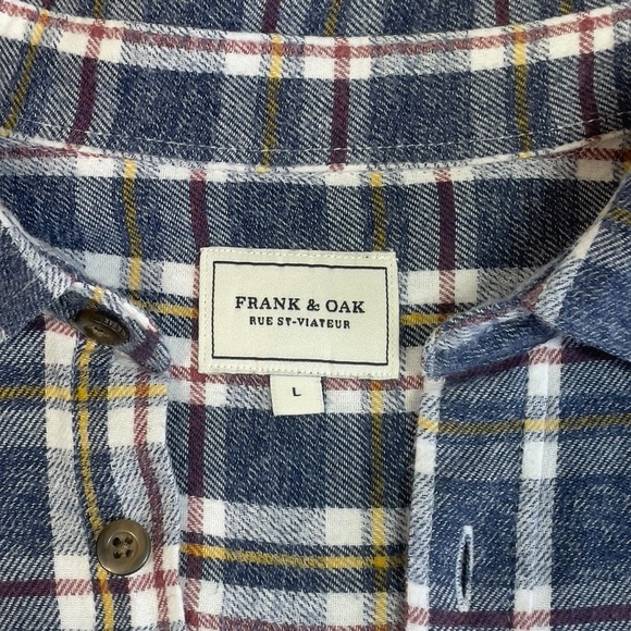 Frank & Oak flannel plaid collared button down long sleeve shirt large - Picture 6 of 10